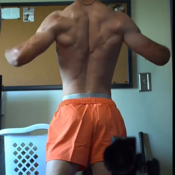 GYMSHARK MEN WORKOUT BODYBUILDING BODYBUILDER GYM SHORTS WORKOUT ORANGE ATHLETE - Picture 9 of 16
